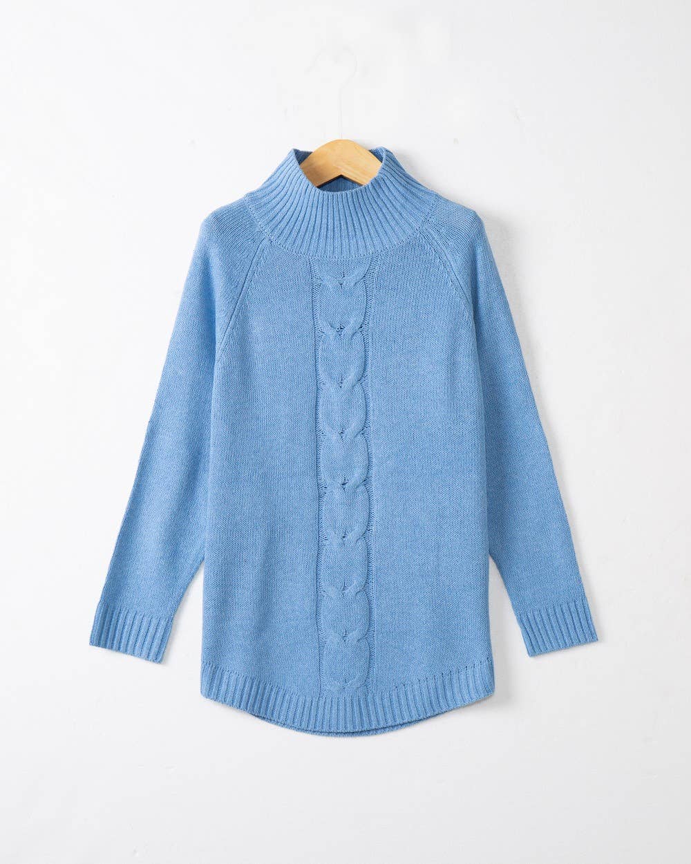 BAT-SLEEVED TURTLENECK TWISTED KNIT SWEATER