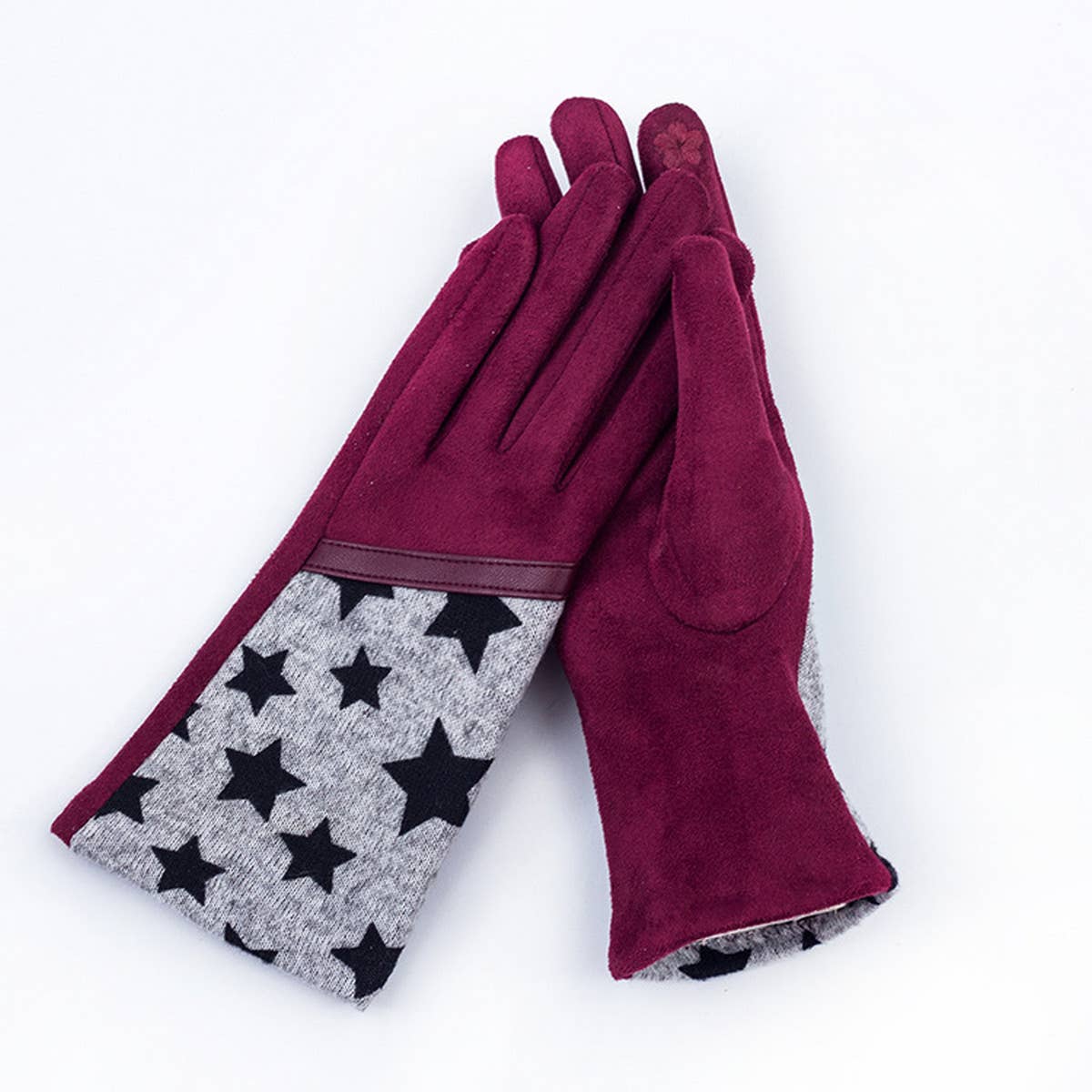 FASHIONABLE WARM STAR PLAID GLOVES_CWAG0076