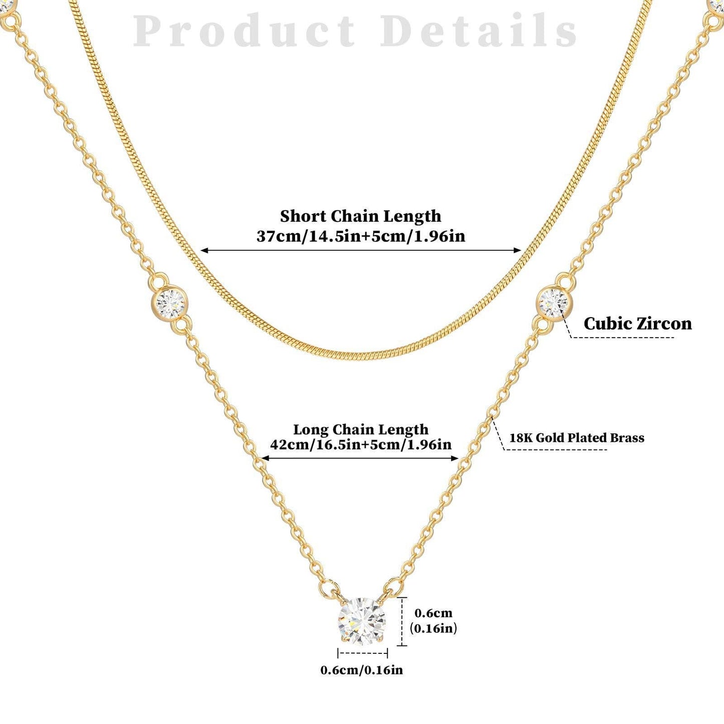 Round snake-bone zircon water drop necklace