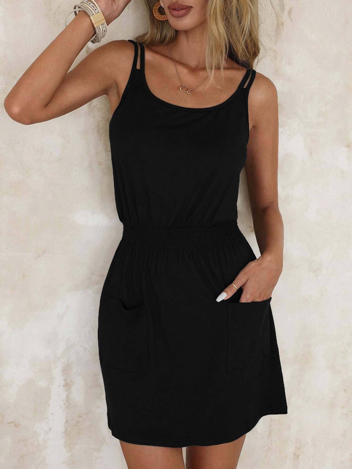 Elegant high-waisted U-neck sleeveless dress