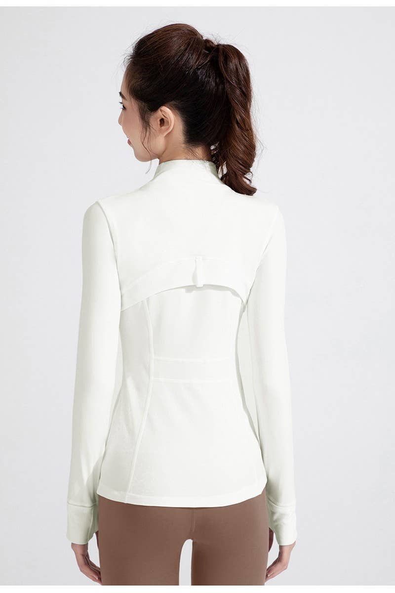 CWOCO1026_STAND COLLAR SPORTS LONG SLEEVE ZIP UP COAT