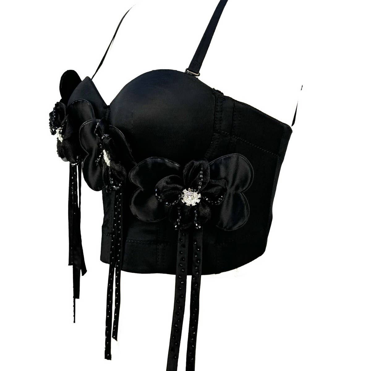 HIGH-END FLOWER SUSPENDERS SEXY HERRINGBONE BRA