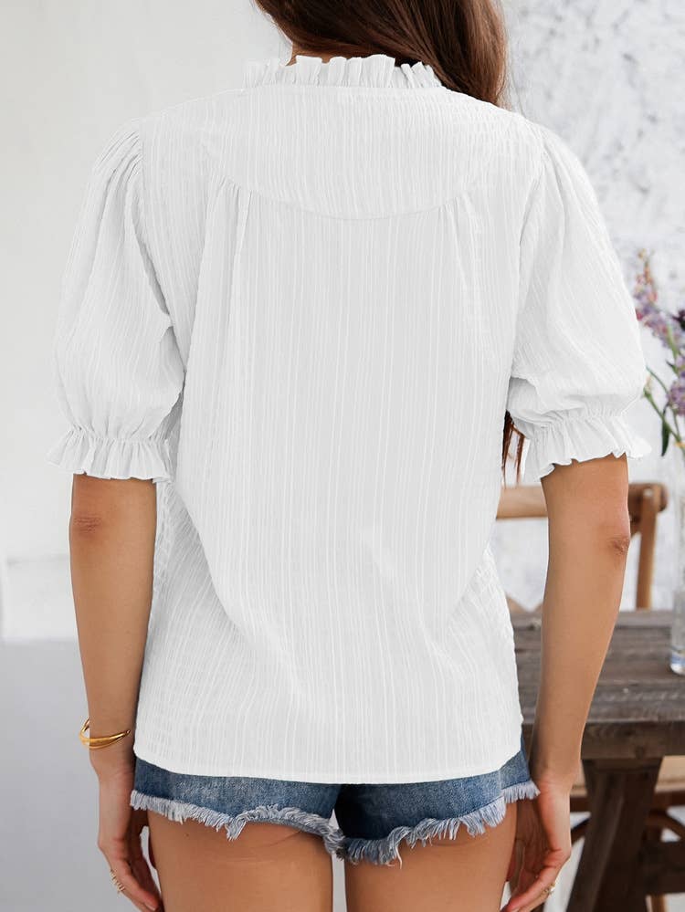 Temperament casual commuter flared sleeve top