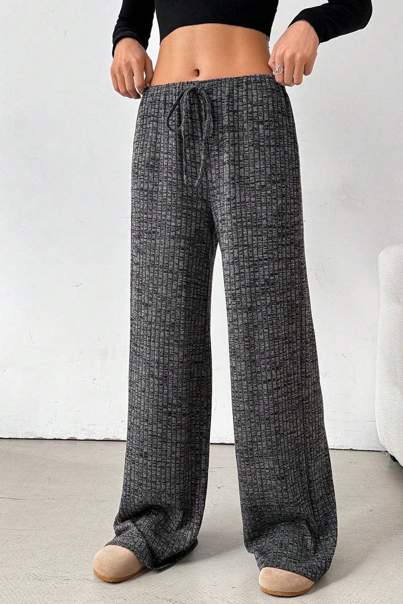 CWBLP1991_CASUAL STRIPED SOLID ELASTIC STRAIGHT PANTS