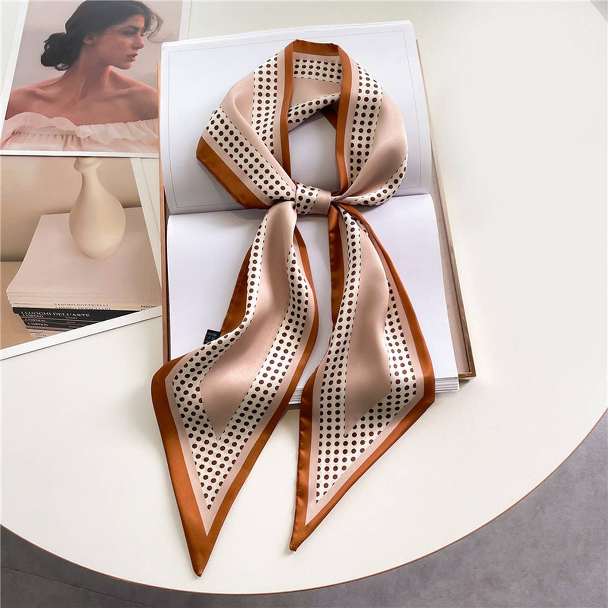 FASHIONABLE DOUBLE-LAYER RIBBON ANGLED HEAD SCARF