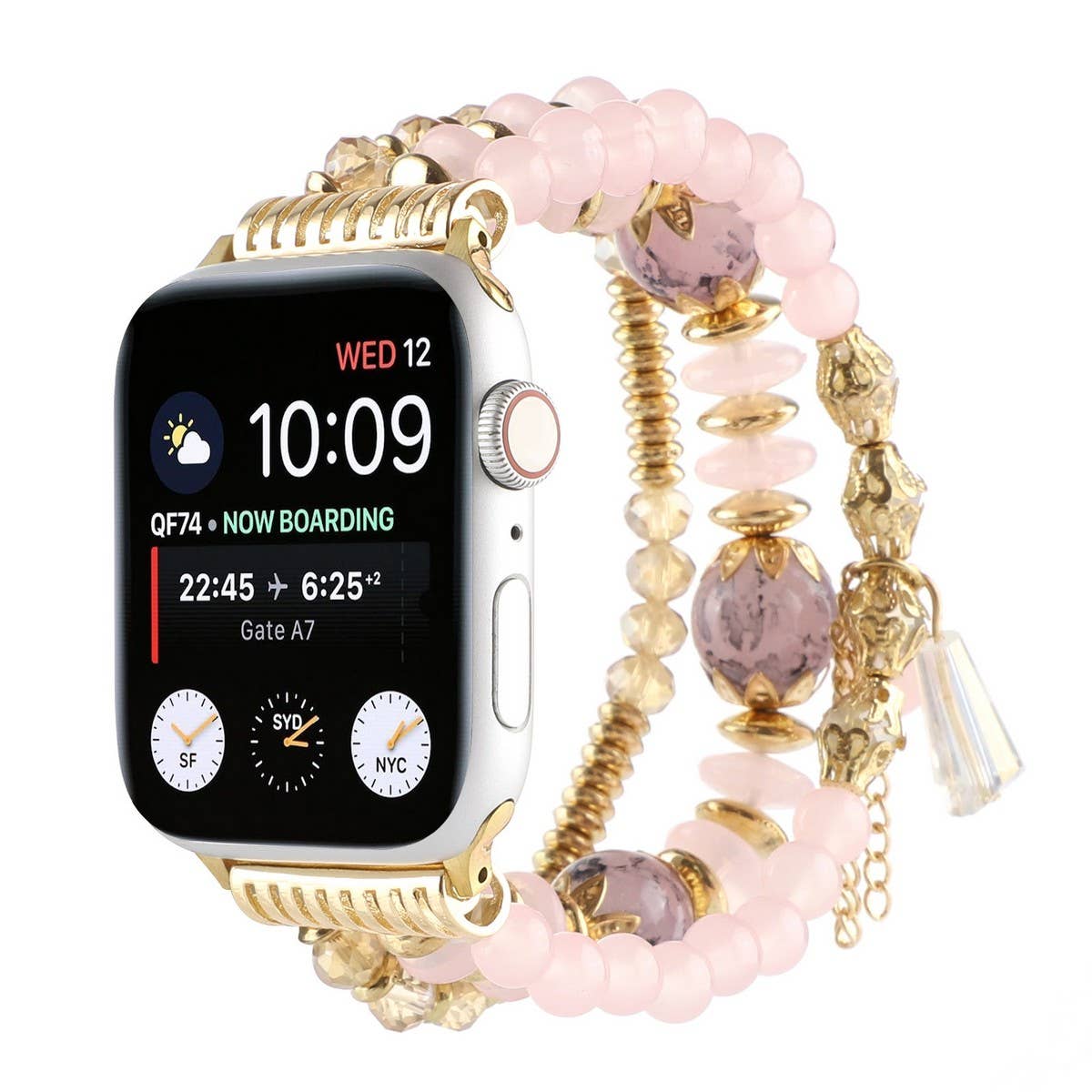 APPLE WATCH 7-1 THREE-ROW PEARL ELASTIC STRAP_CWASC1563