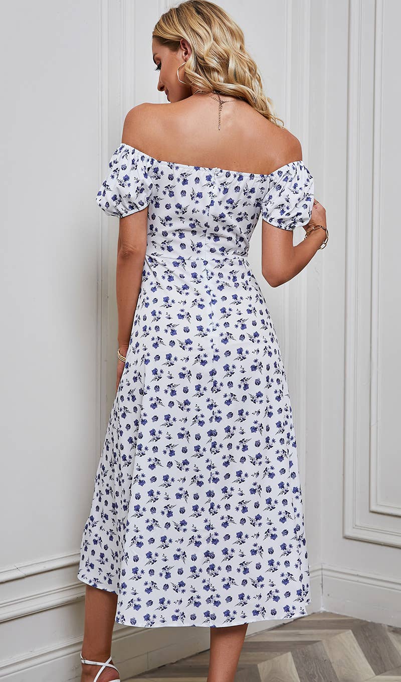 Strapless strapless halter print dress