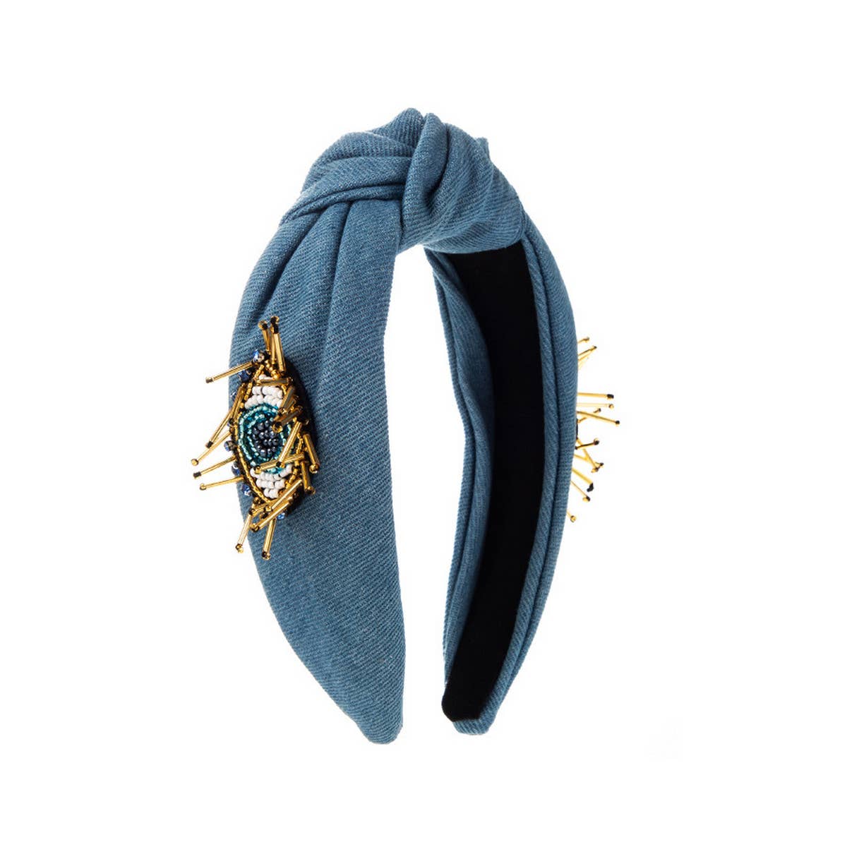 FASHIONABLE EVIL EYE DENIM HEADBAND