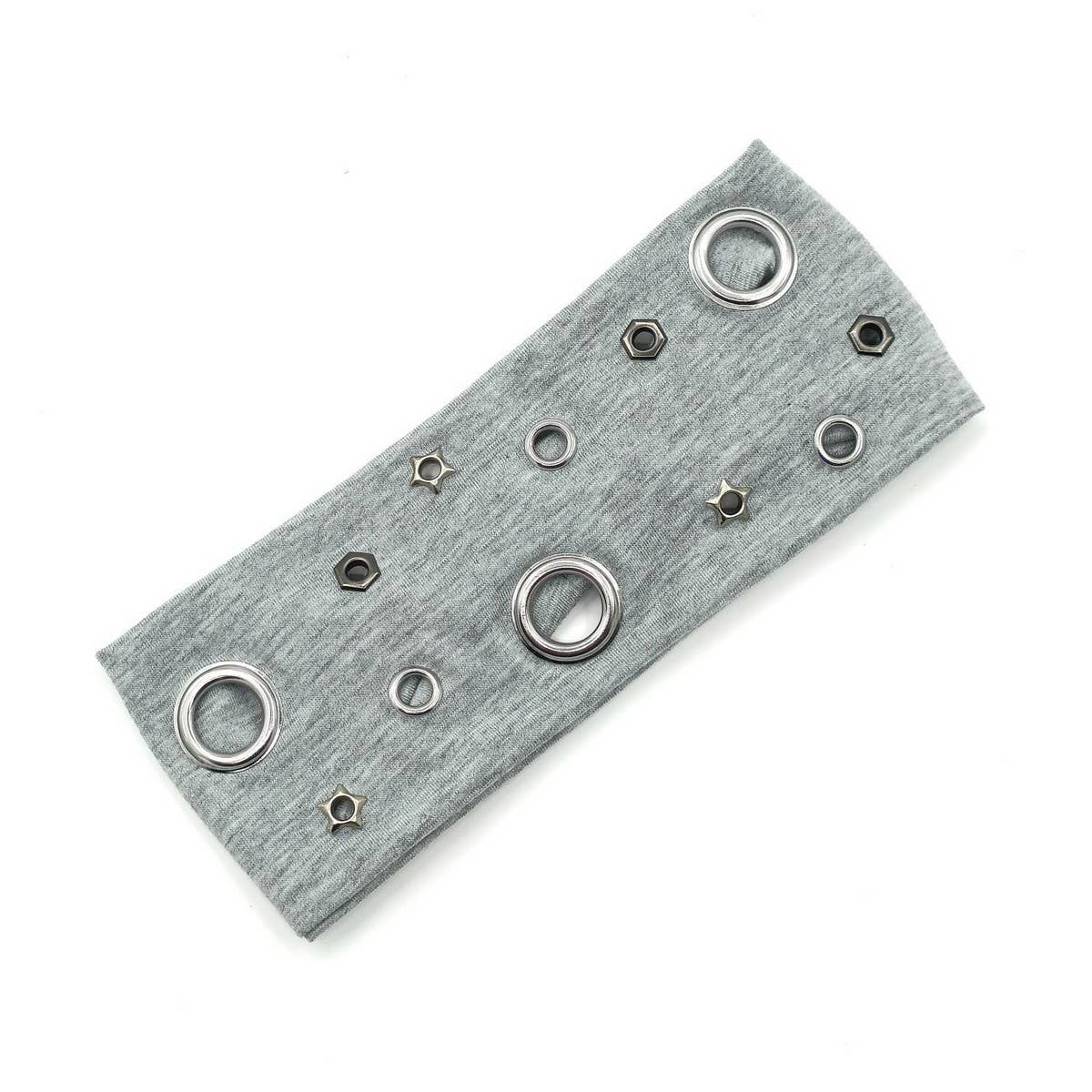 Elastic Punk Headband with Mixed Metal Studs