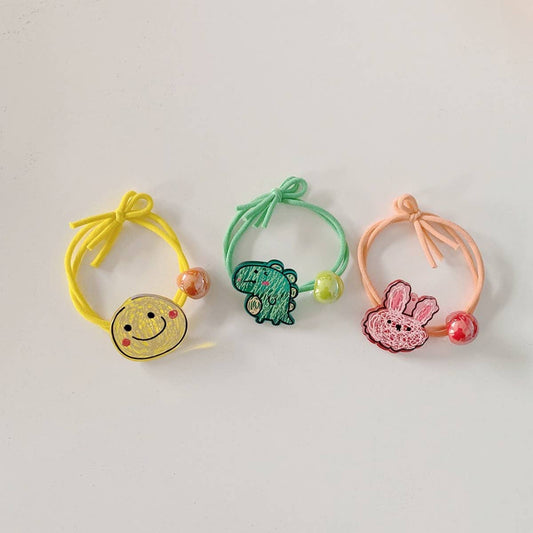 CUTE CARTOON SMILING DINOSAUR KNOTTED HAIR TIE