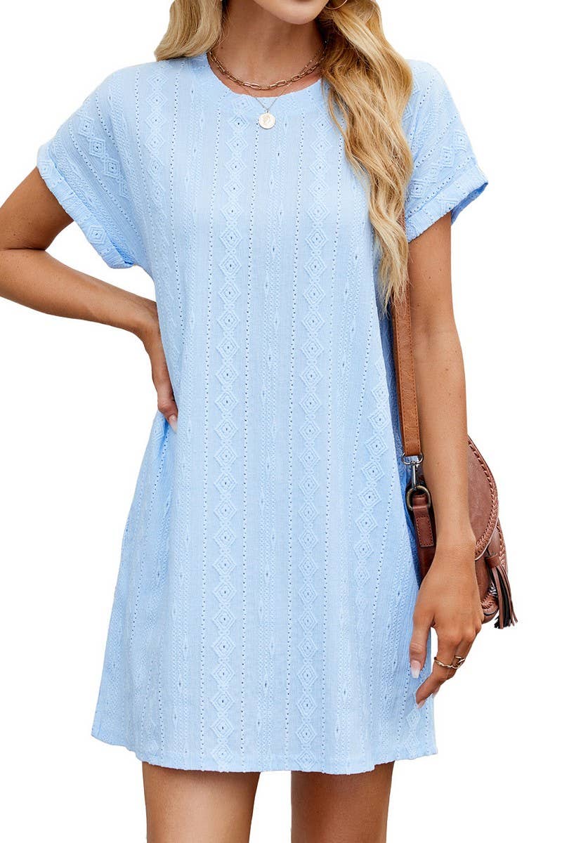 CWDSD8728_CREWNECK POCKET LOOSE FIT MIDI T-SHIRT DRESS