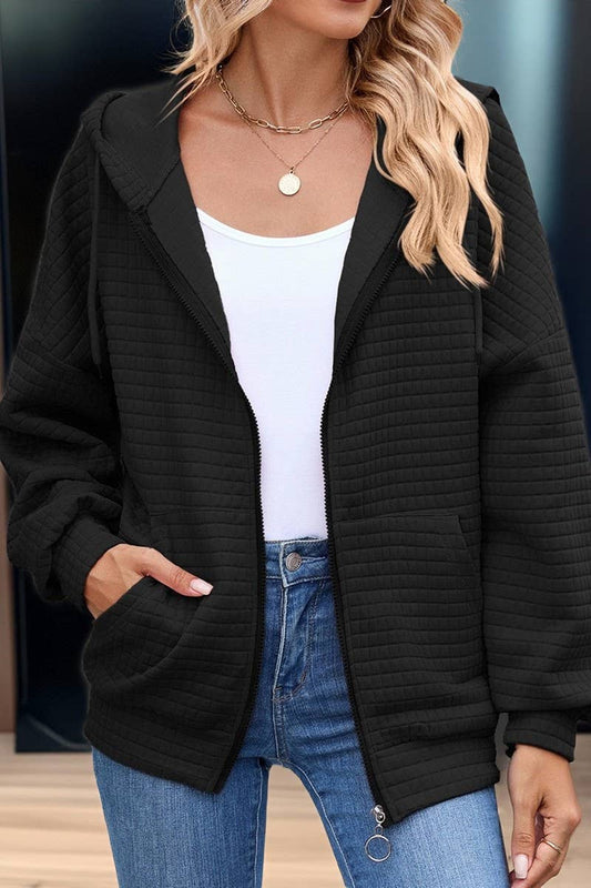 CWOHOL00660_SOLID COLOR ZIP-UP HOODED SWEATSHIRT JACKET