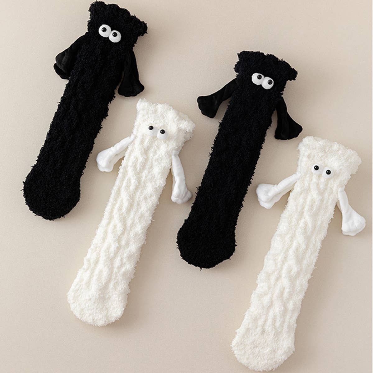 BLACK AND WHITE CARTOON CUTE HOME LADIES SOCKS_CWMS0775