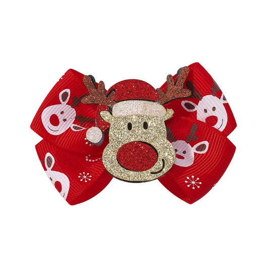 Glitter Reindeer Bow Hair Clip for Girls