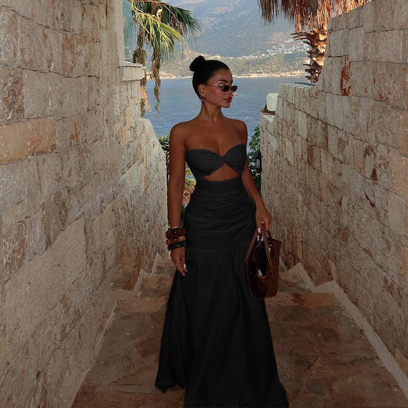 Hollow Out Tube Beach Vacation Dress