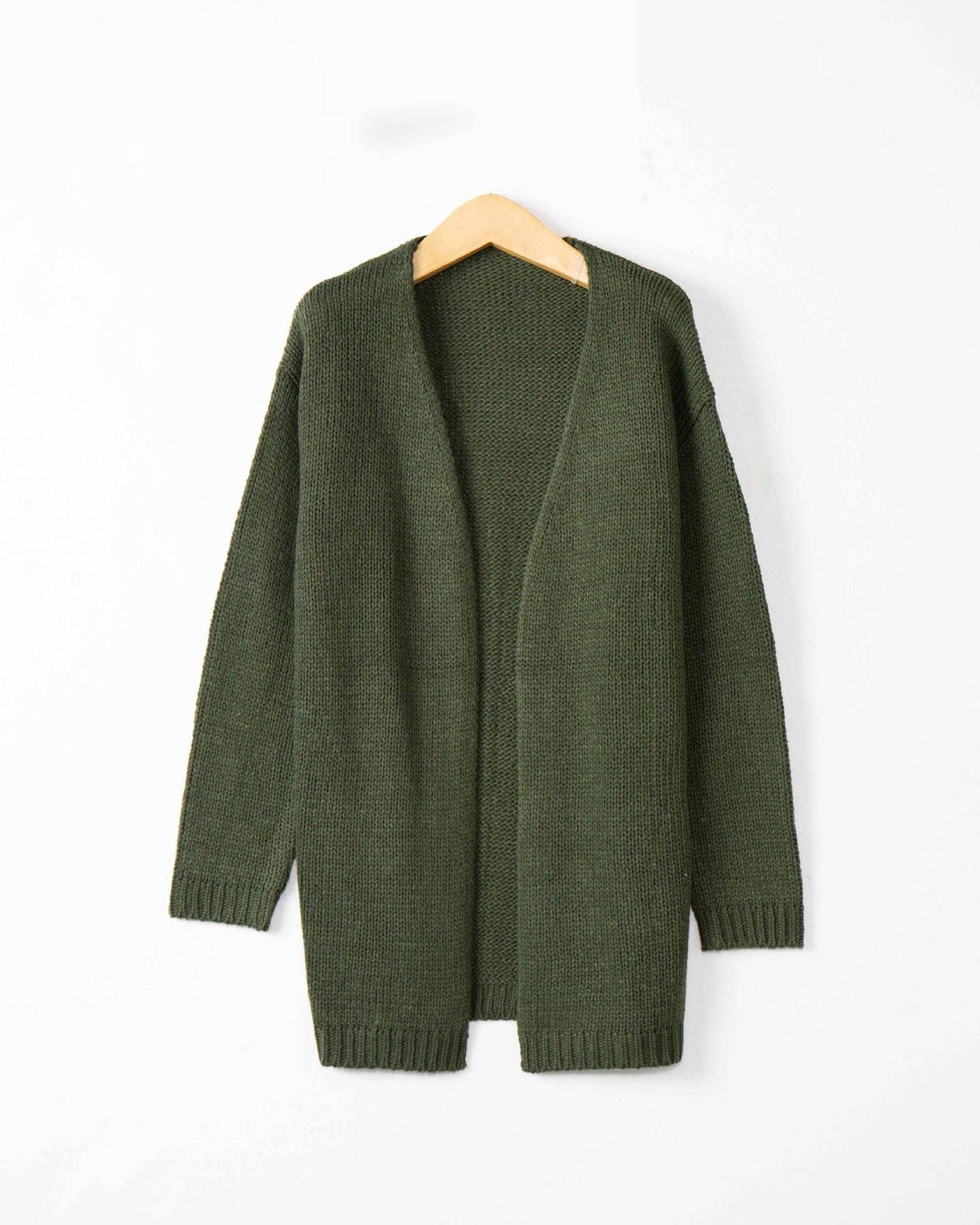 LONG SLEEVE SOLID COLOR LOOSE MID-LENGTH CARDIGAN