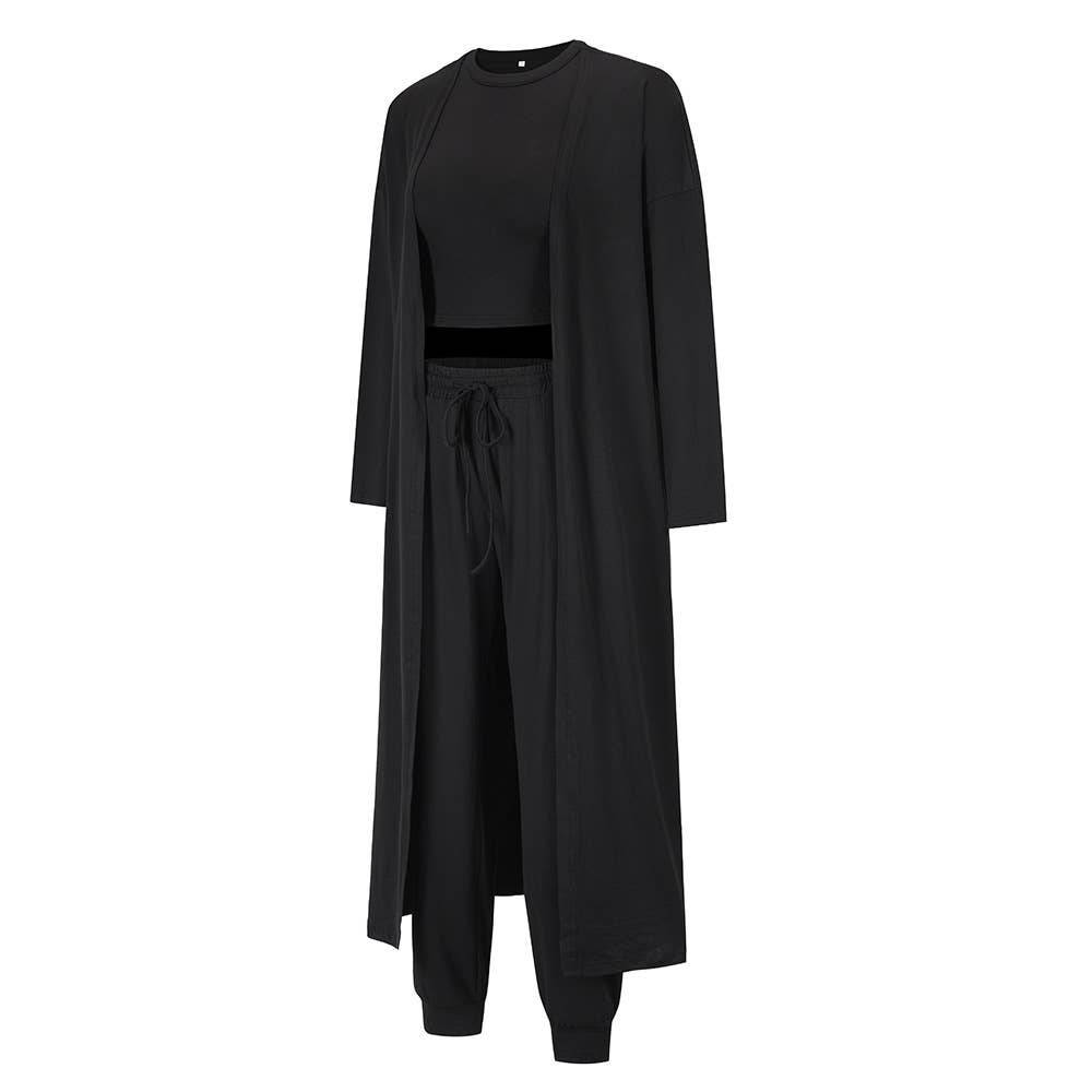 Three-piece set of vest,long pants and cardigan