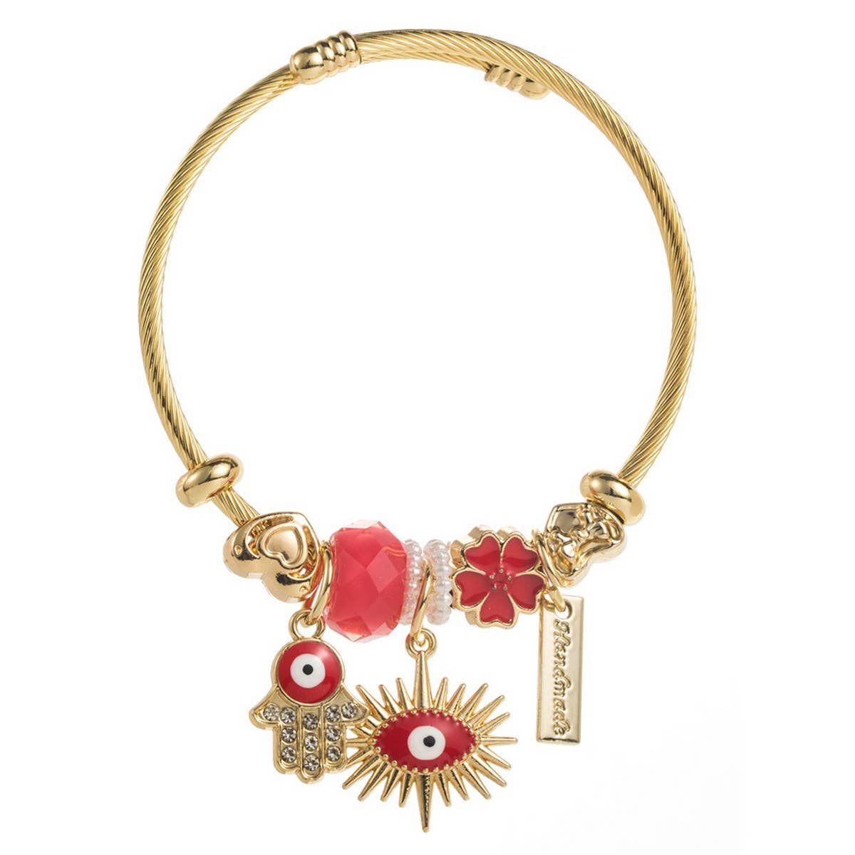 Trendy Evil Eye Charm Stainless Steel Bracelet