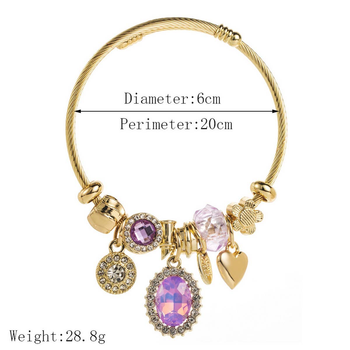 Stylish Couple Bracelet with Round Heart Pendant_CWMM8578