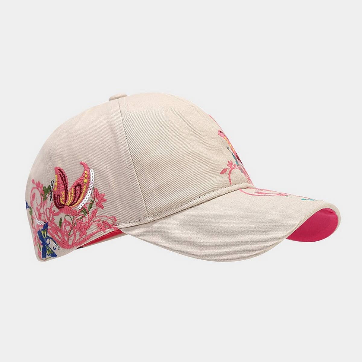 Butterfly Embroidery Baseball Cap, Women??¢s Sun Hat CWAH1648