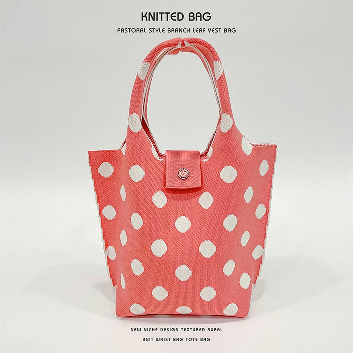 LARGE CAPACITY POLKA DOT KNITTED TOTE BAG_CWAB1541
