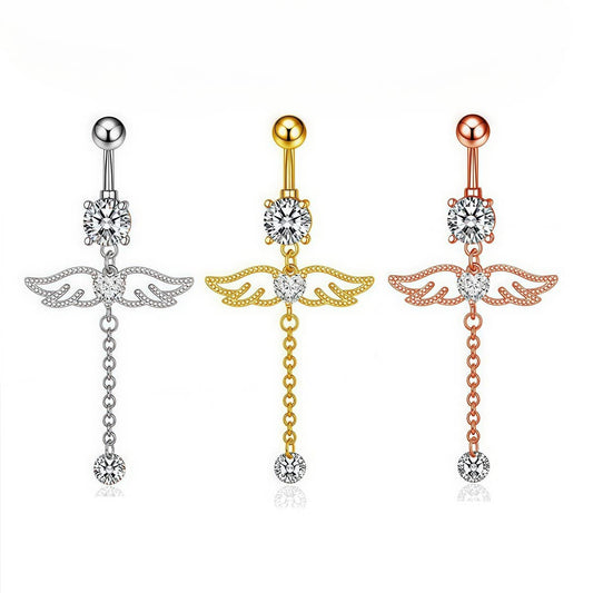 Wing CZ Navel Ring 316L Stainless Steel Piercing