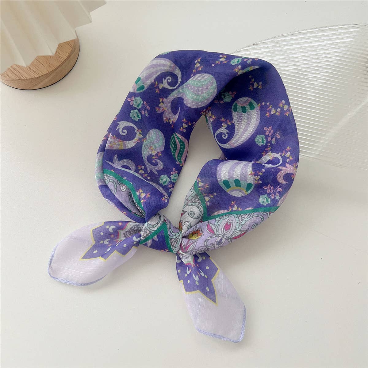 Cotton Linen Square Scarf - Breathable Neck Wrap