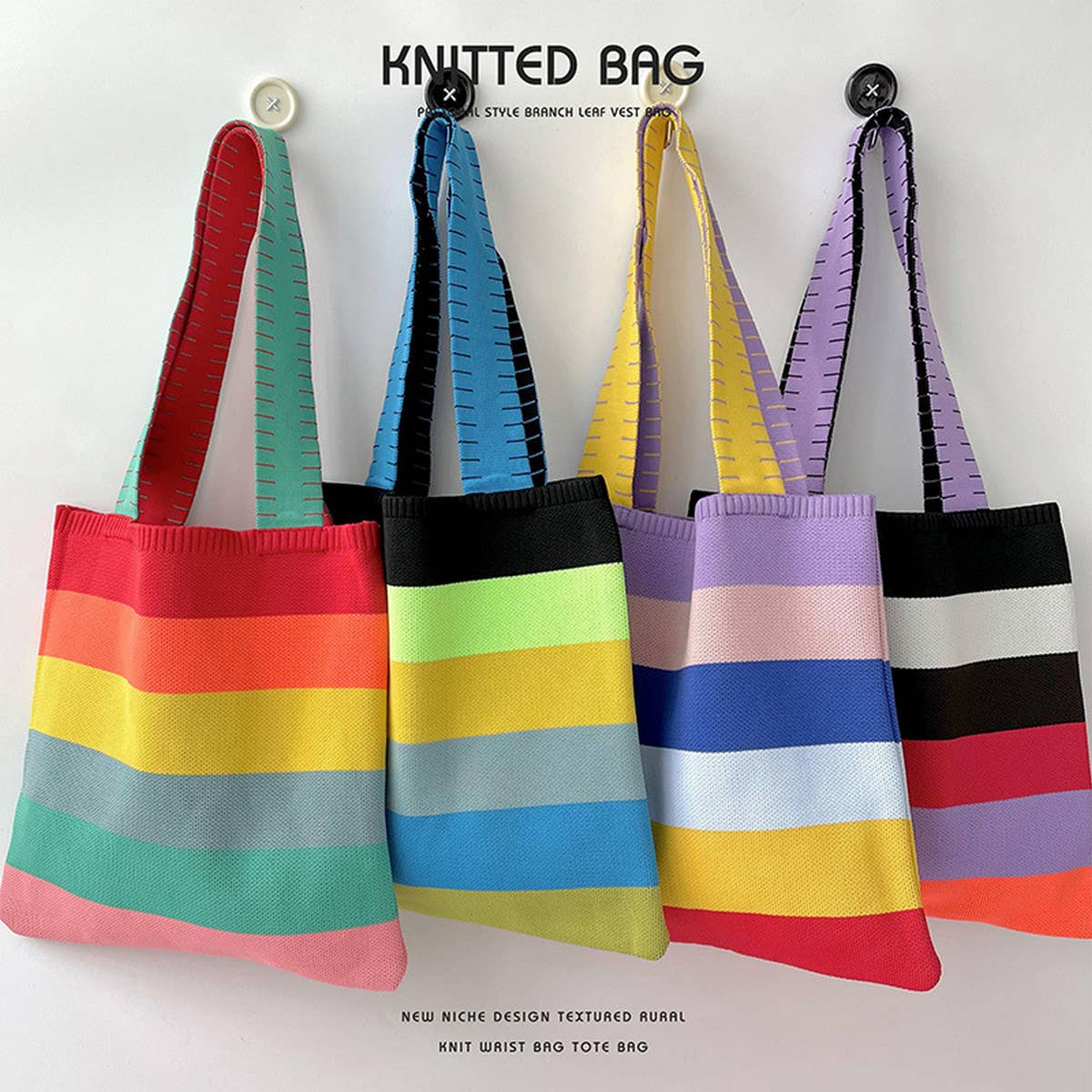WOMEN FASHION STRIPED KNITTED SHOULDER HANDBAG_CWAB1516