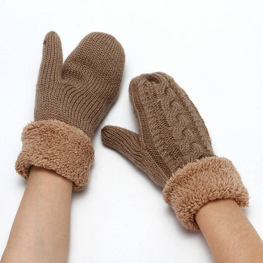 ADULT KNITTED MITTENS WITH PLUSH RABBIT GLOVES_CWAG0253