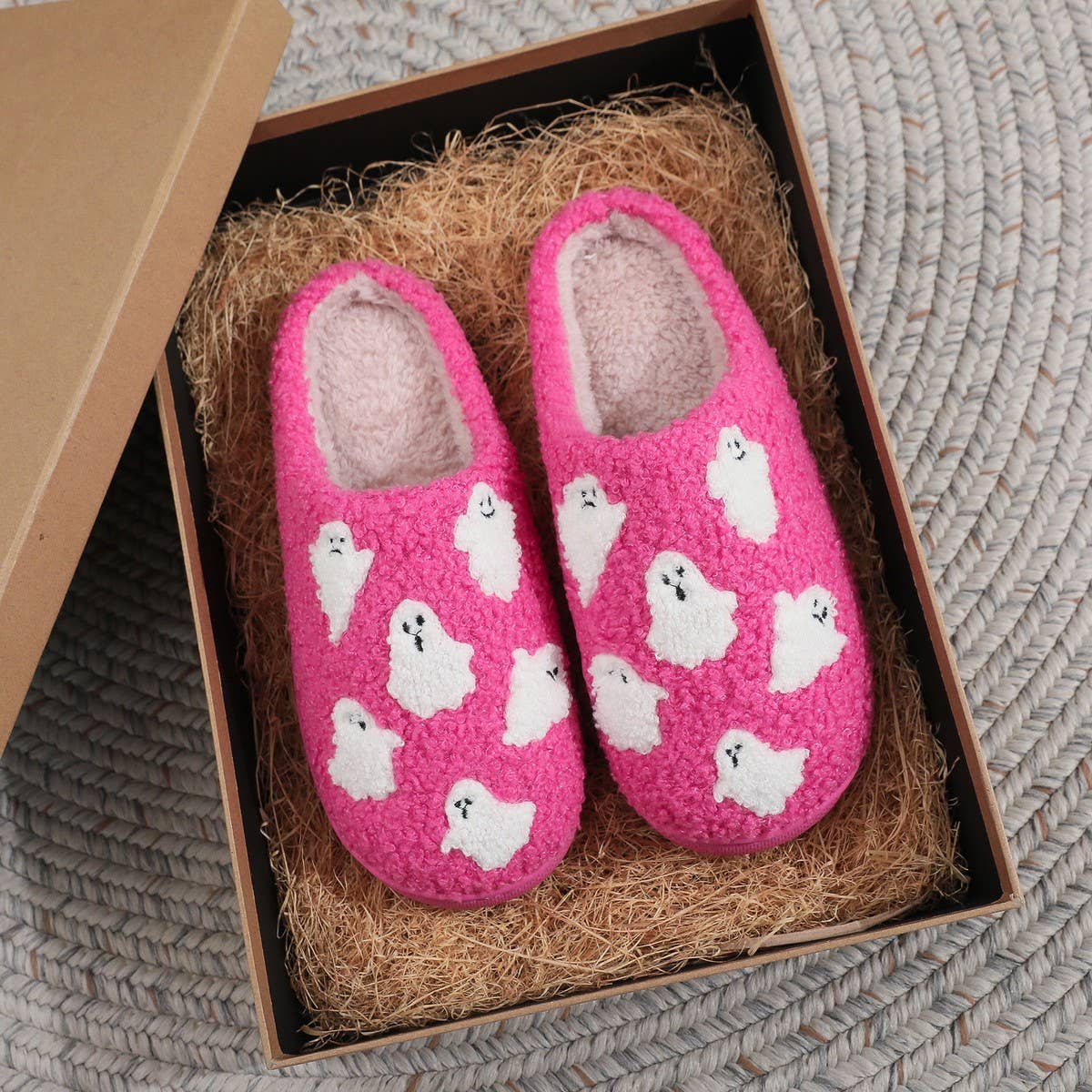 Halloween Indoor Slippers Fuzzy Ghost Couple Shoes_CWSHF0021
