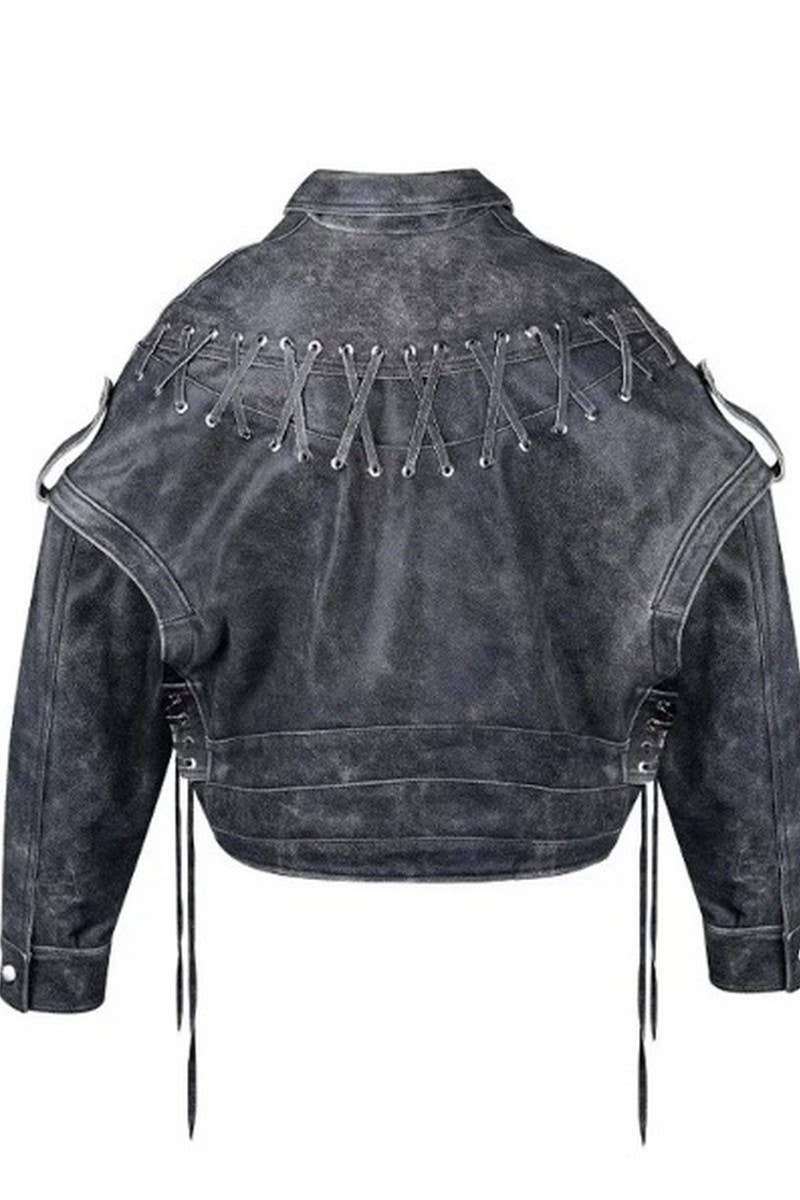 CWOCO1076_VINTAGE WOVEN PU LEATHER JACKET