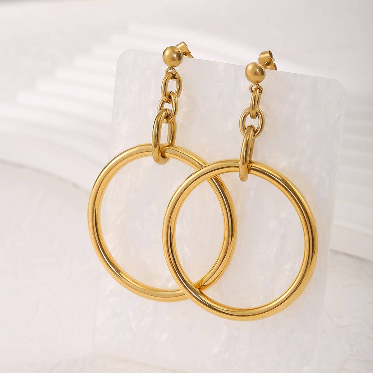 Creative 18K Steel Hollow Circle Geometric Earrings