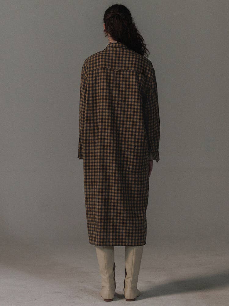 Retro lapel long shirt dress