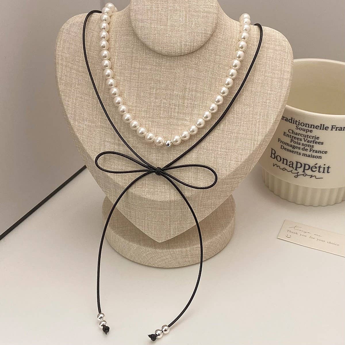 FASHIONABLE PEARL HIGH-GRADE BOW PENDANT NECKLACE