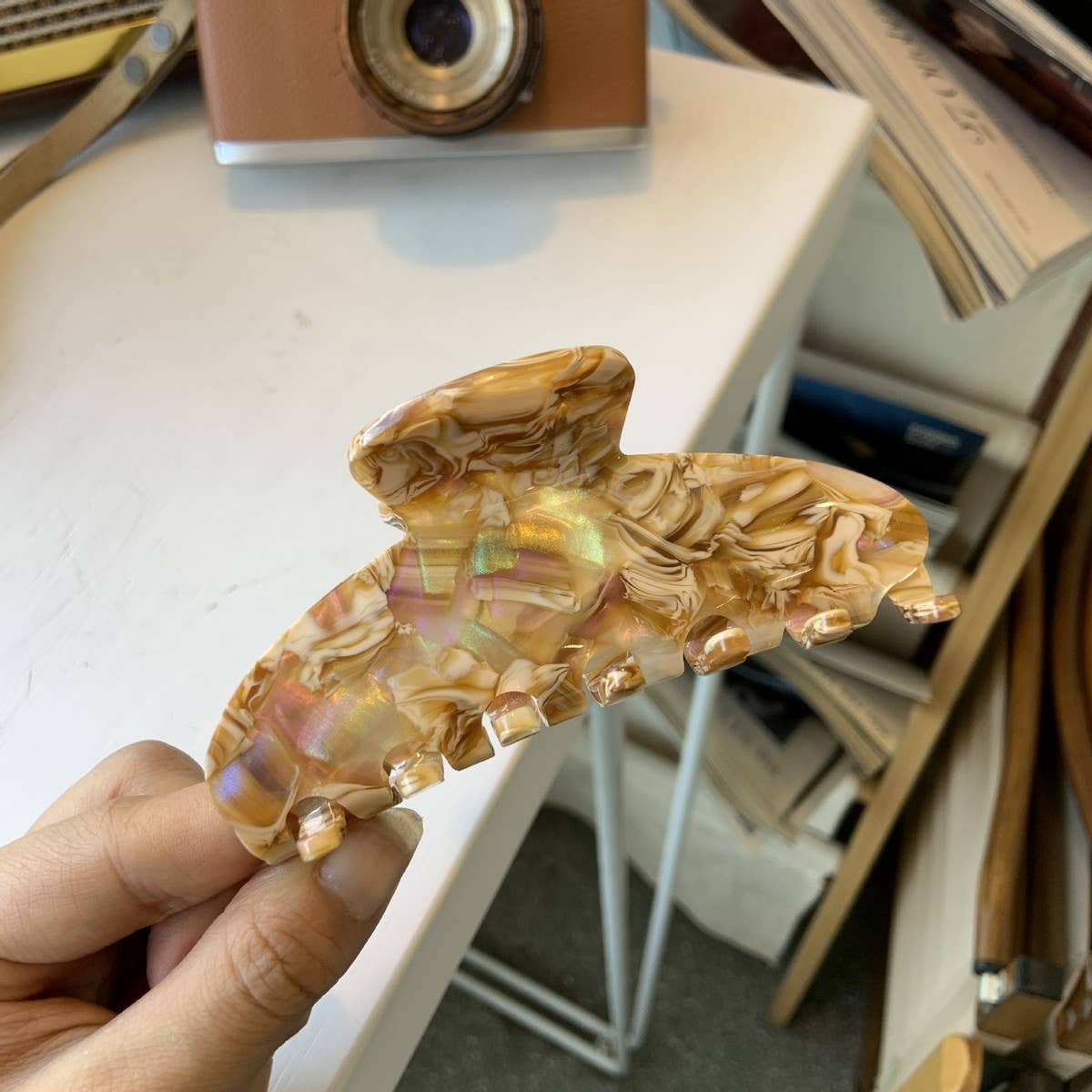 Colorful Floral Acetate Hair Claw, Large Chic Clip