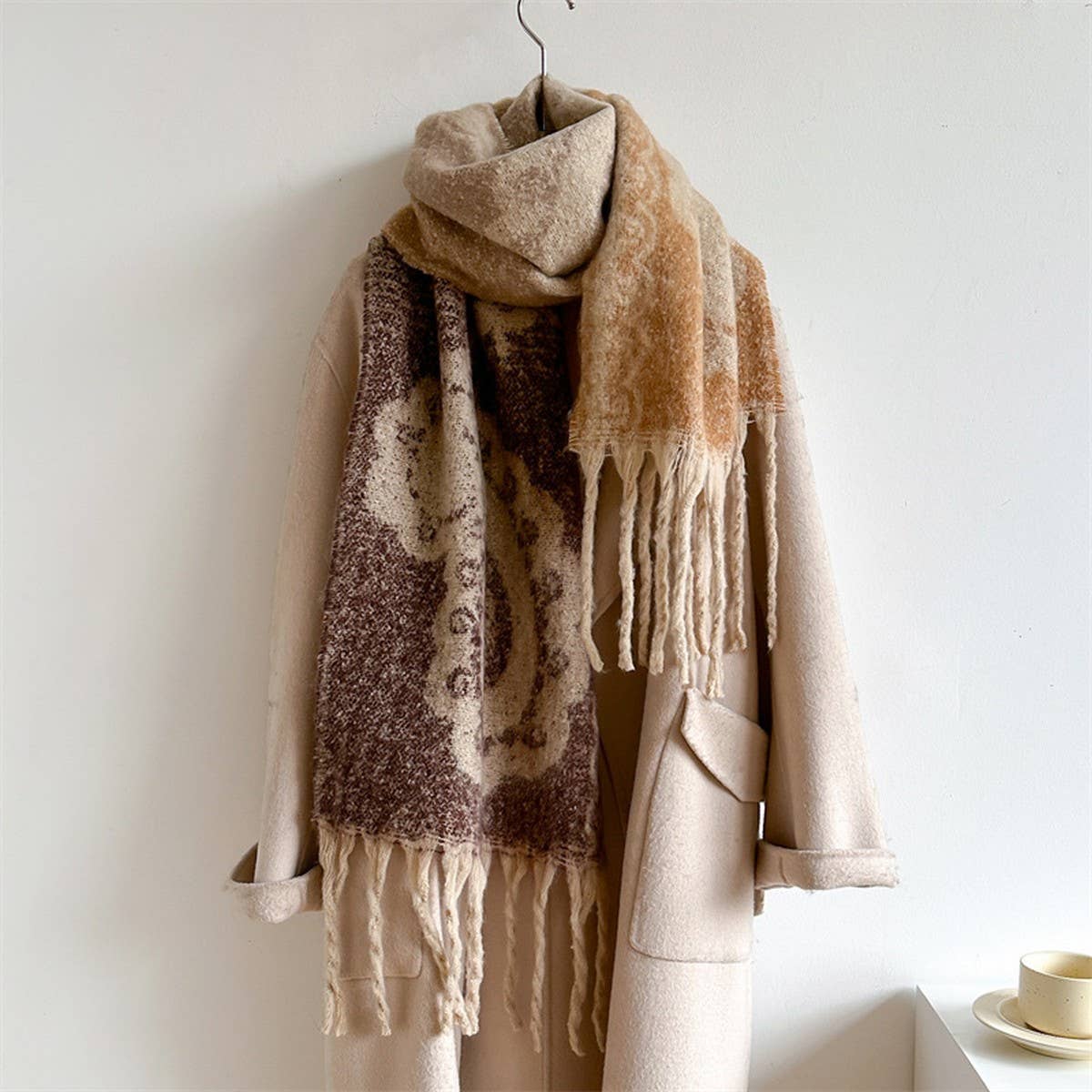 Vintage Paisley Scarf - Thick Tassel Winter Wrap