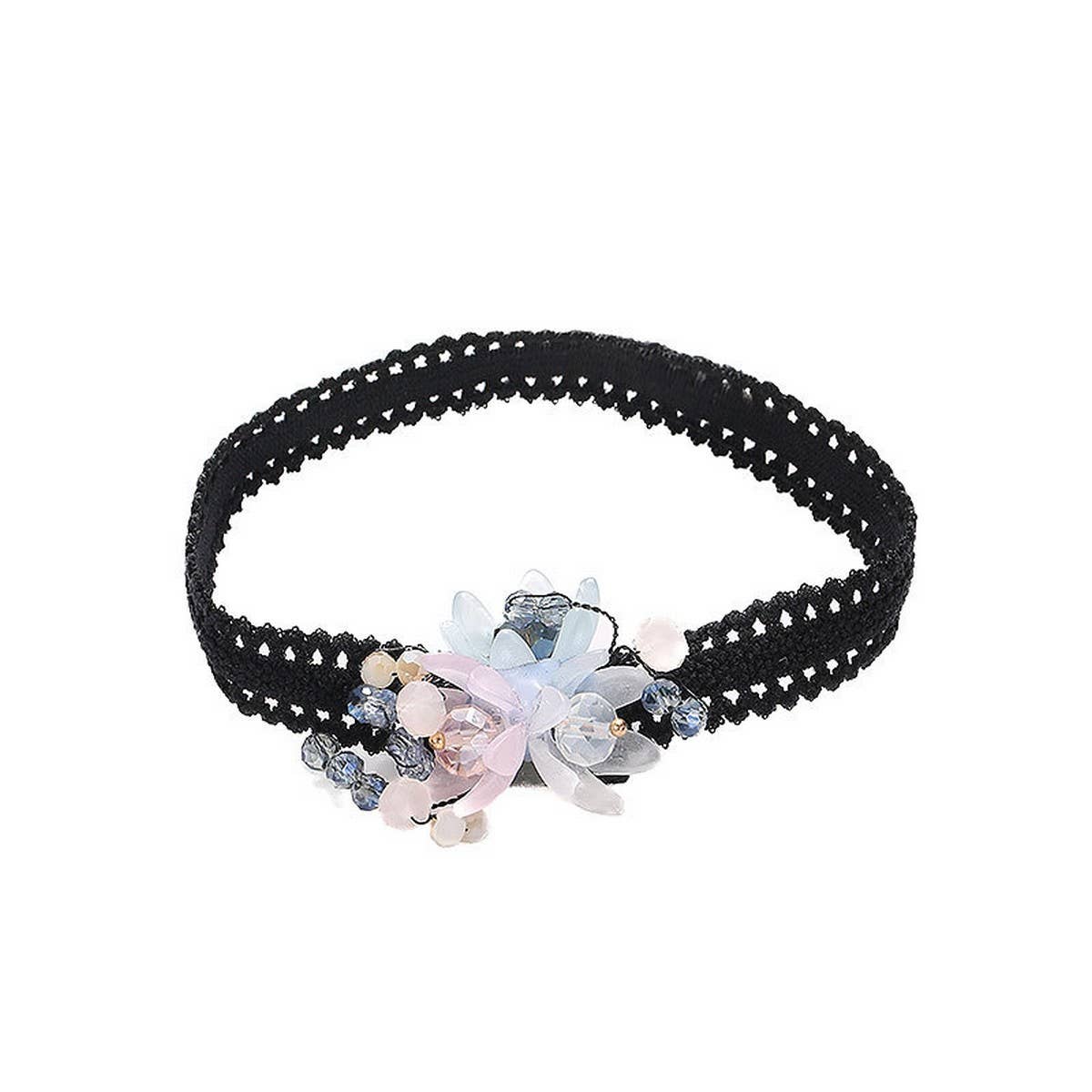 Handmade Crystal Flower Anklet Boho Fabric Design