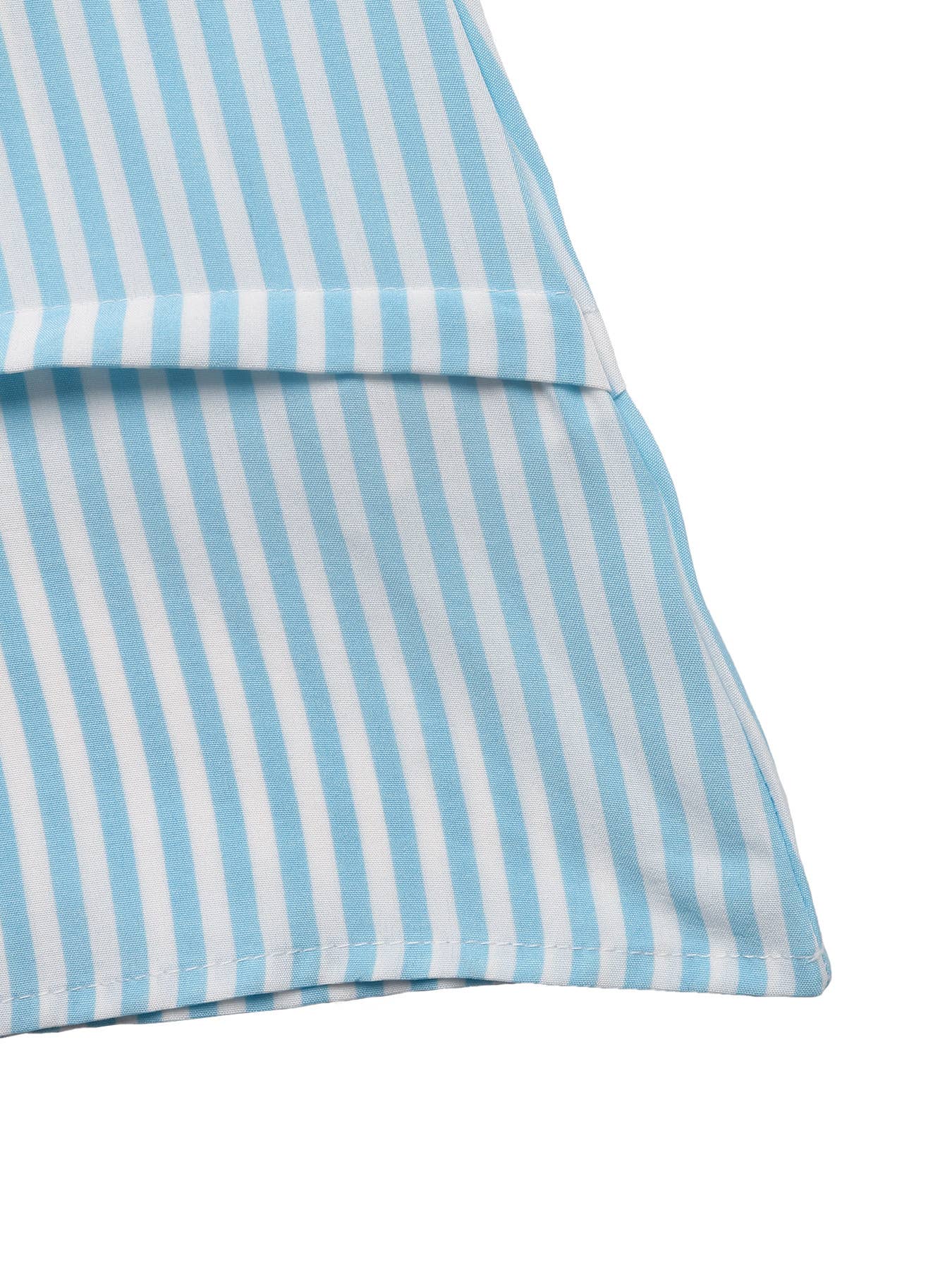 Square-neck lace-up sleeveless striped dress