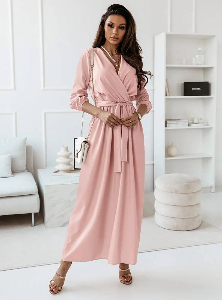 TEMPERAMENT WAIST SLIM SKIRT LONG SLEEVE DRESS