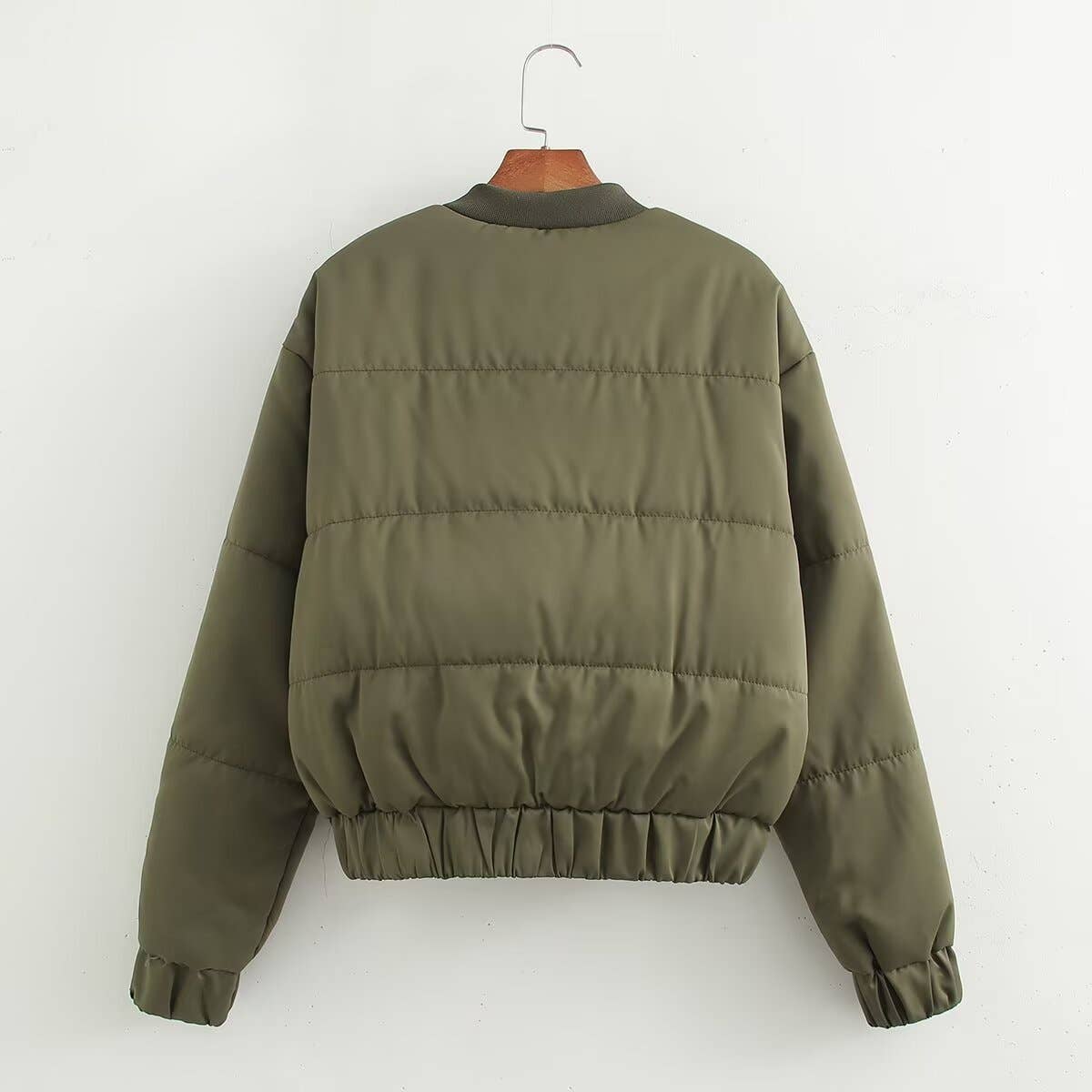 SOLID COLOR ZIP-UP AIR FORCE JACKET WITH POCKETS