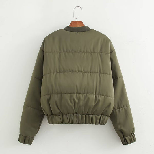 SOLID COLOR ZIP-UP AIR FORCE JACKET WITH POCKETS