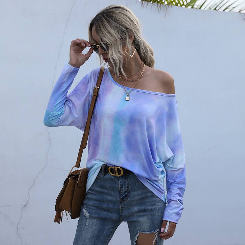 Round-neck fashionable loose tie-dye T-shirt