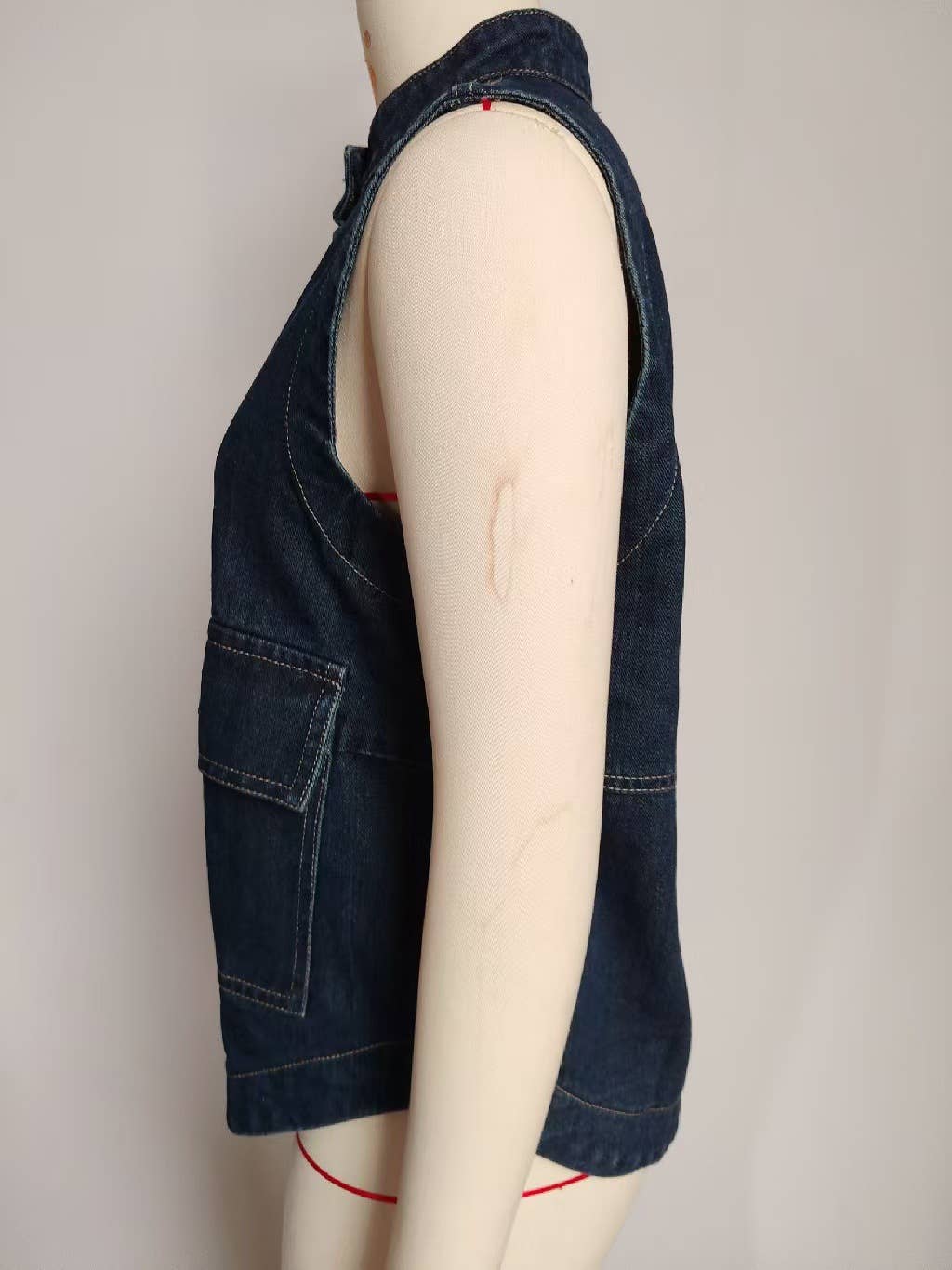 Washed casual loose denim vest jacket