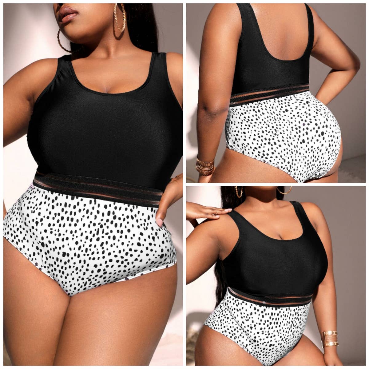 SIMPLE PRINTED ONE-PIECE BIKINI SWIMSUIT_CWMW0230