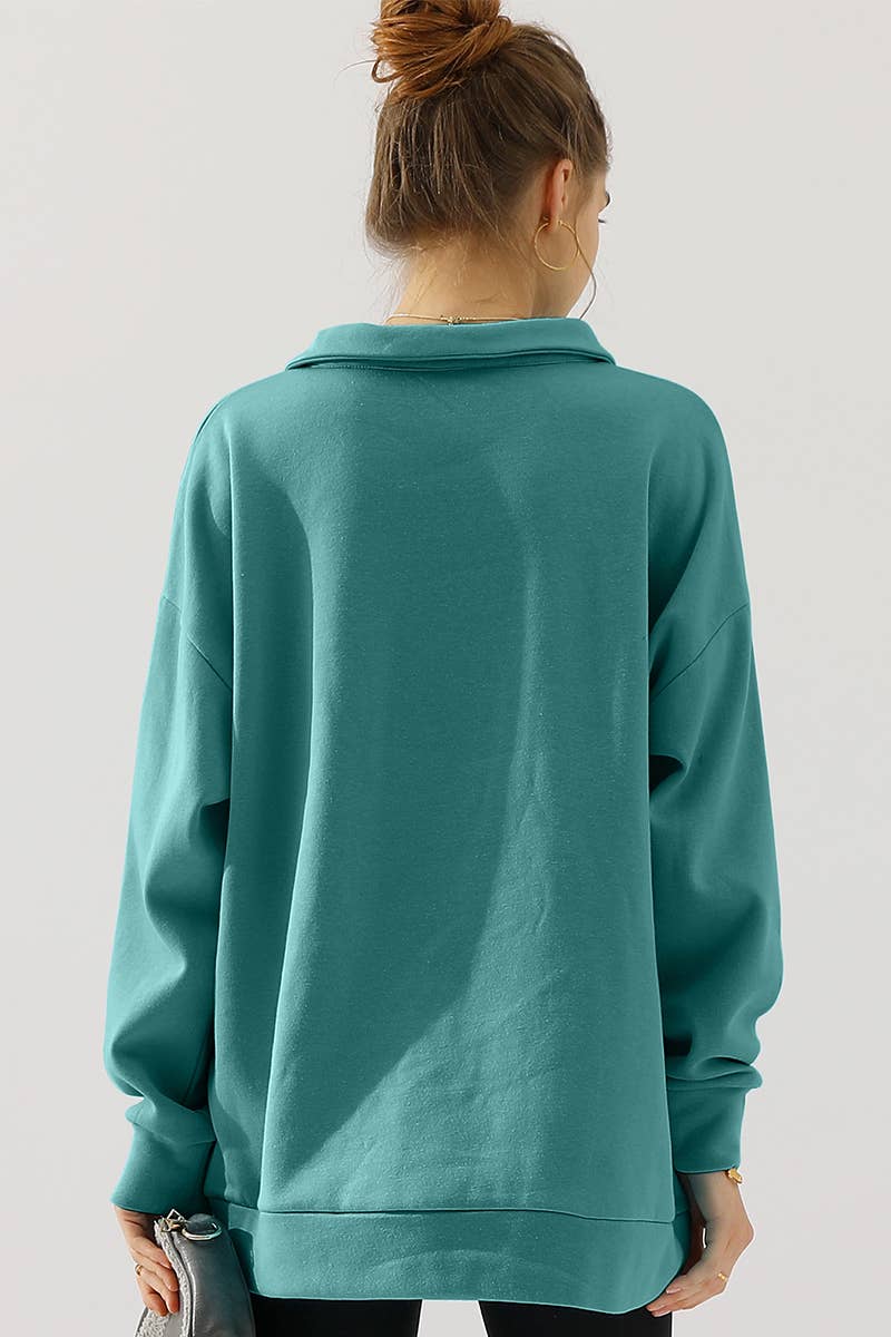 CWOHOL431_Zip Neck Lightweight Pullover Sweatshirt