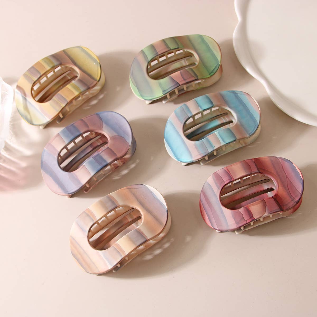 Phantom Color PC matte flat oval hair clip