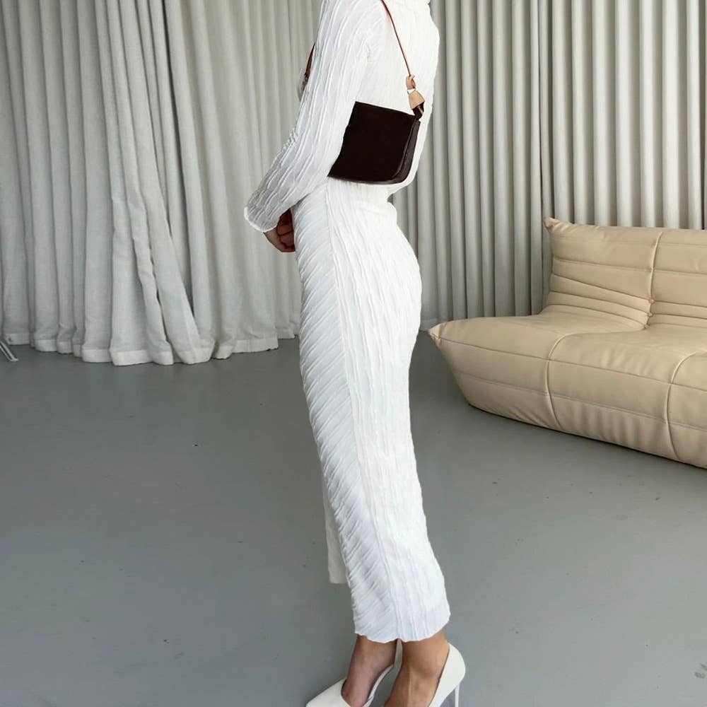 LAPEL THREE-DIMENSIONAL PATTERN COMMUTER DRESS