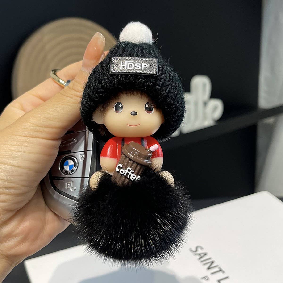 CUTE CARTOON MONCHHICHI CAR KEYCHAIN PENDANT