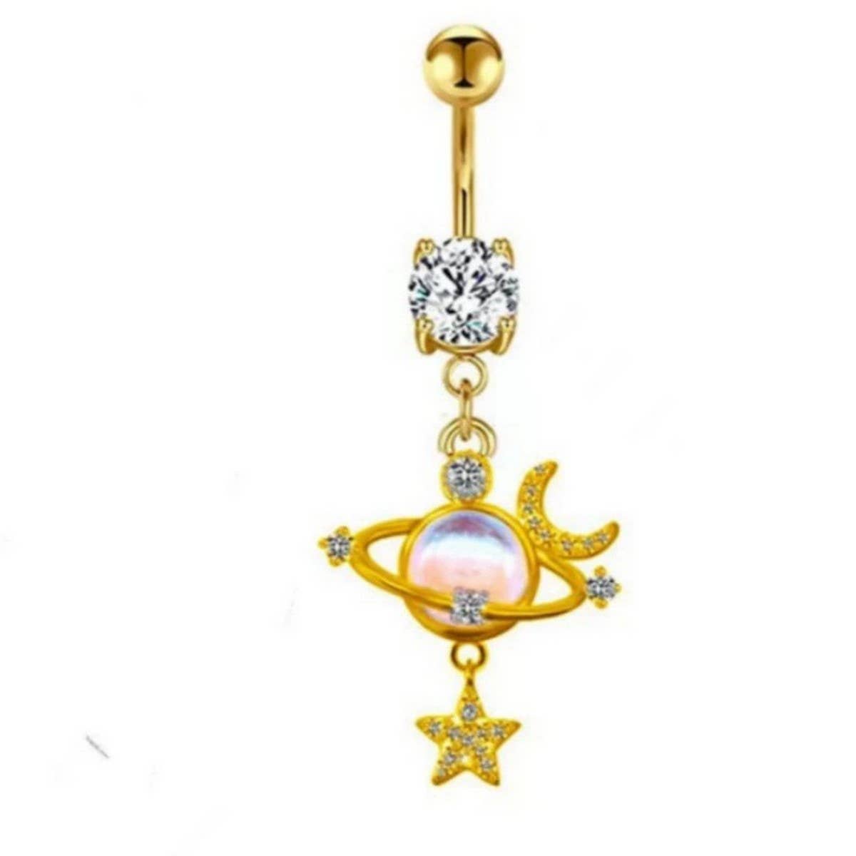 Fan Shape CZ Belly Ring ??Hypoallergenic Style_CWMM9198