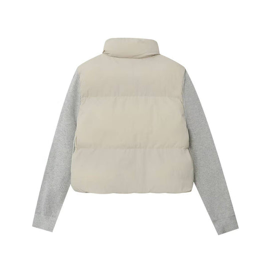 Stand-up collar long-sleeved patchwork coat